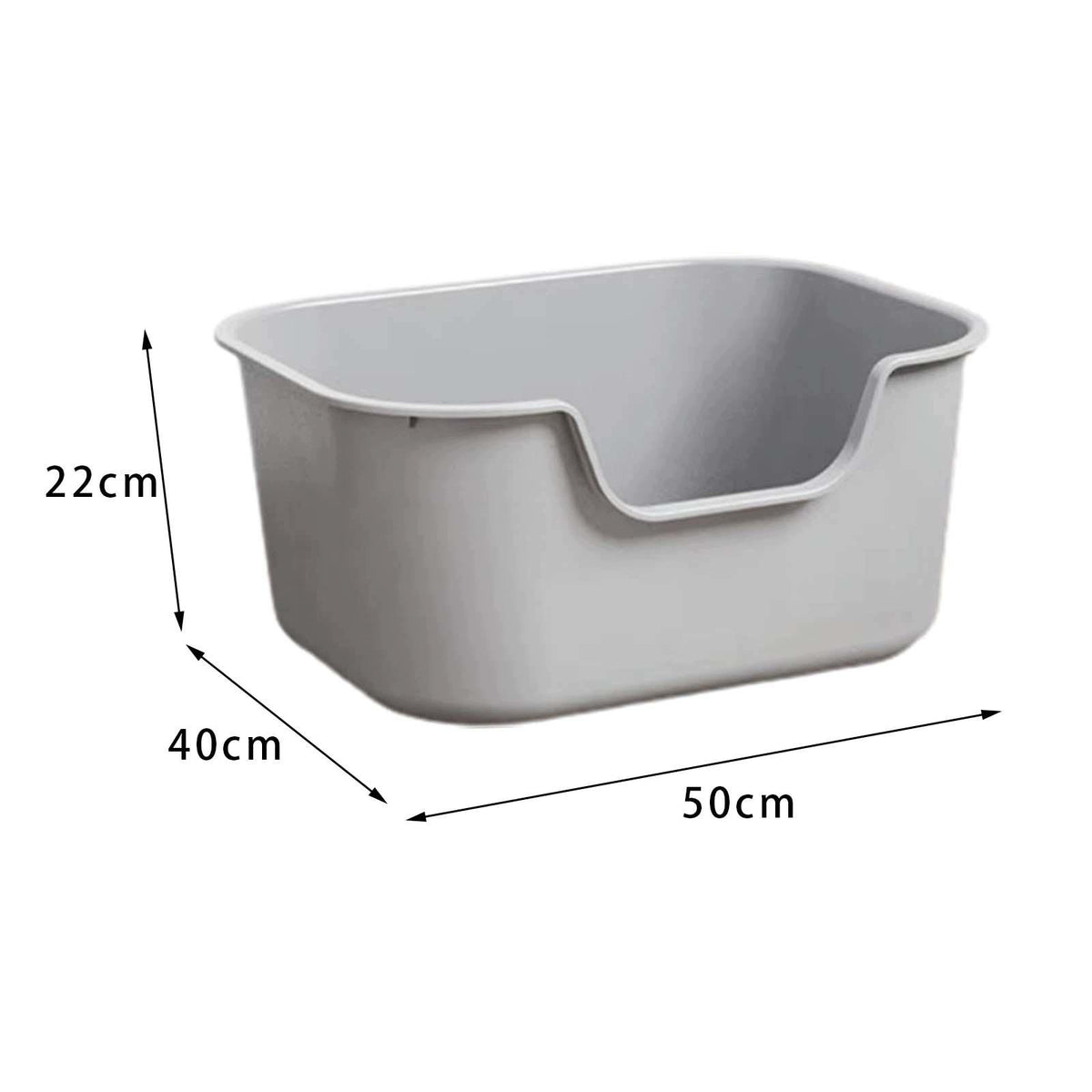 Open Top Cat Litter Box Pet Bedpan with High Side Anti Splashing Gray Packaging status original