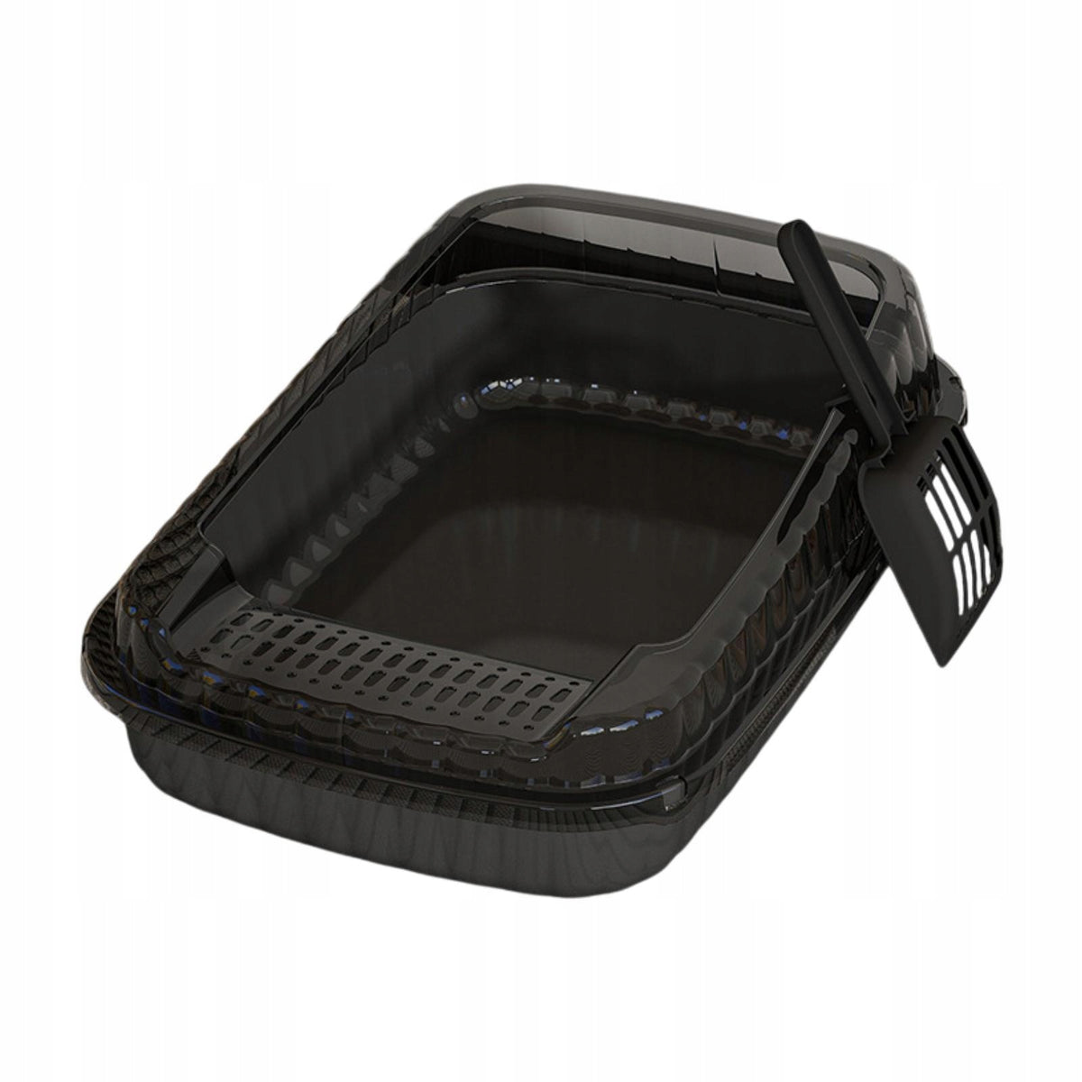 Open Top Cat Litter Box,Pet Litter Tray,Cat Toilet,Kitten Potty black