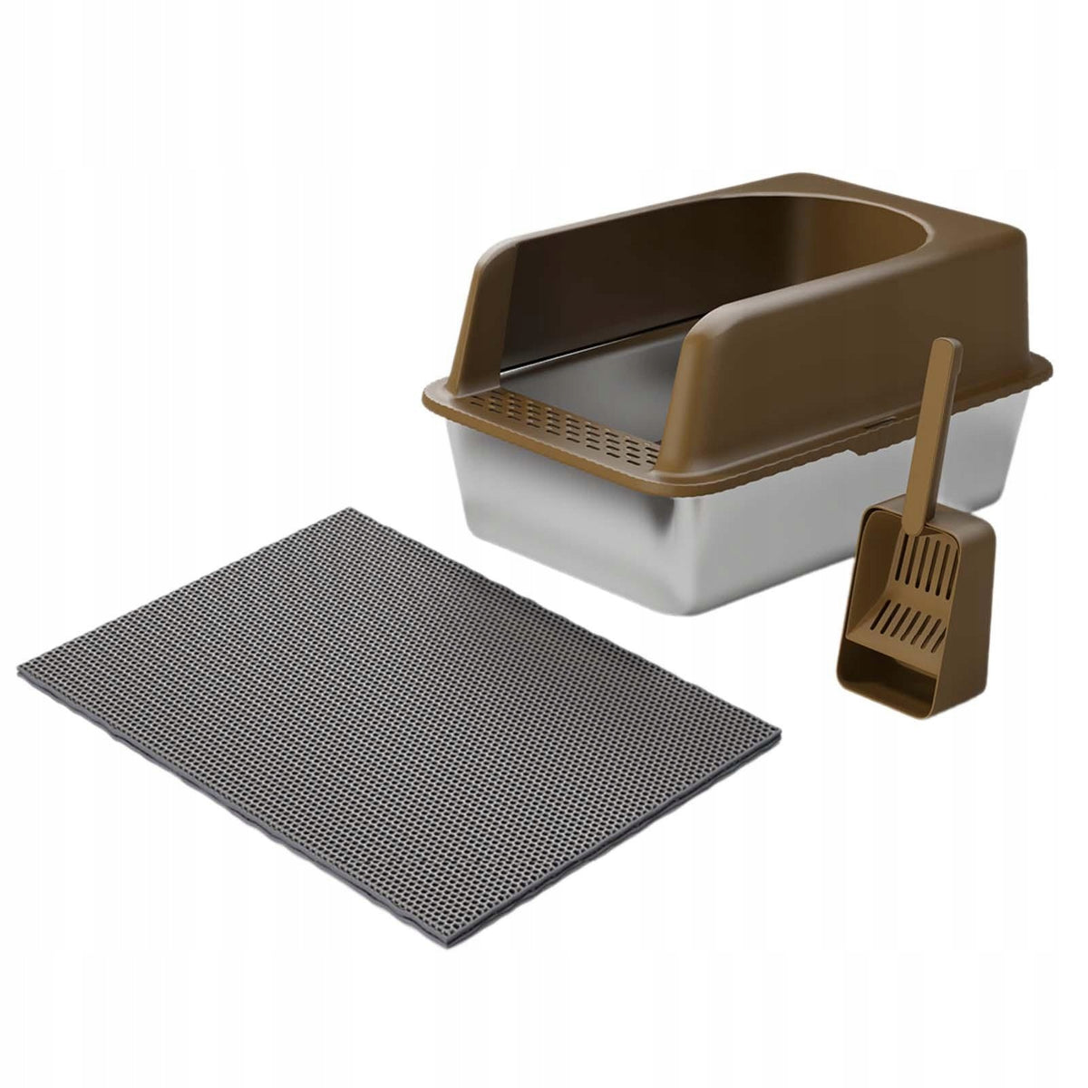 Open Top Cat Litter Box Portable Heighten Cat Bedpan Large Cat Toilet brown
