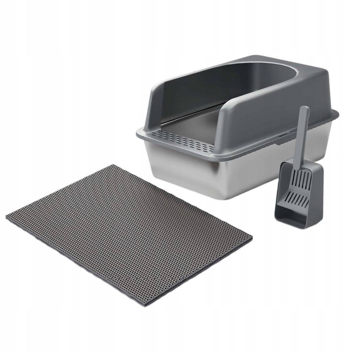 Open Top Cat Litter Box Portable Heighten Cat Bedpan Large Cat dark gray