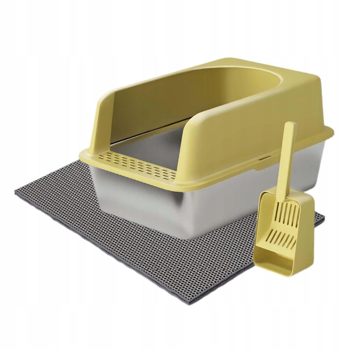 Open Top Cat Litter Box Portable Heighten Cat Bedpan Large Cat yellow