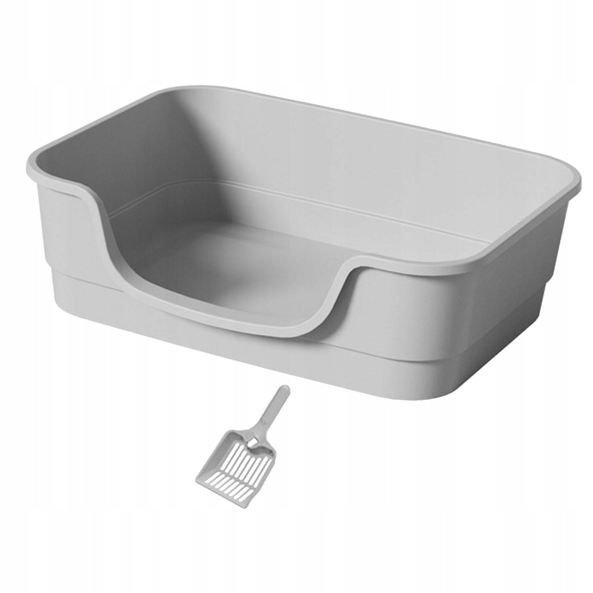 Open Top Cat Litter Boxes Sifting Litter Tray for Small Large Cats grey