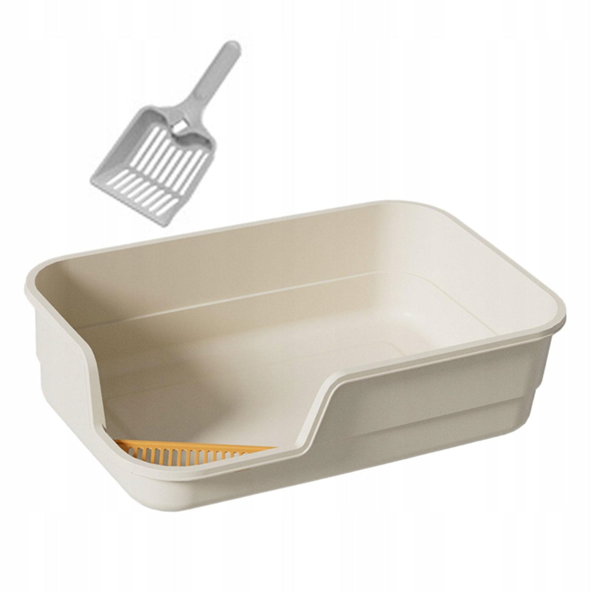 Open Top Cat Litter Tray with Scoop Kitten Toilet Extra Large white