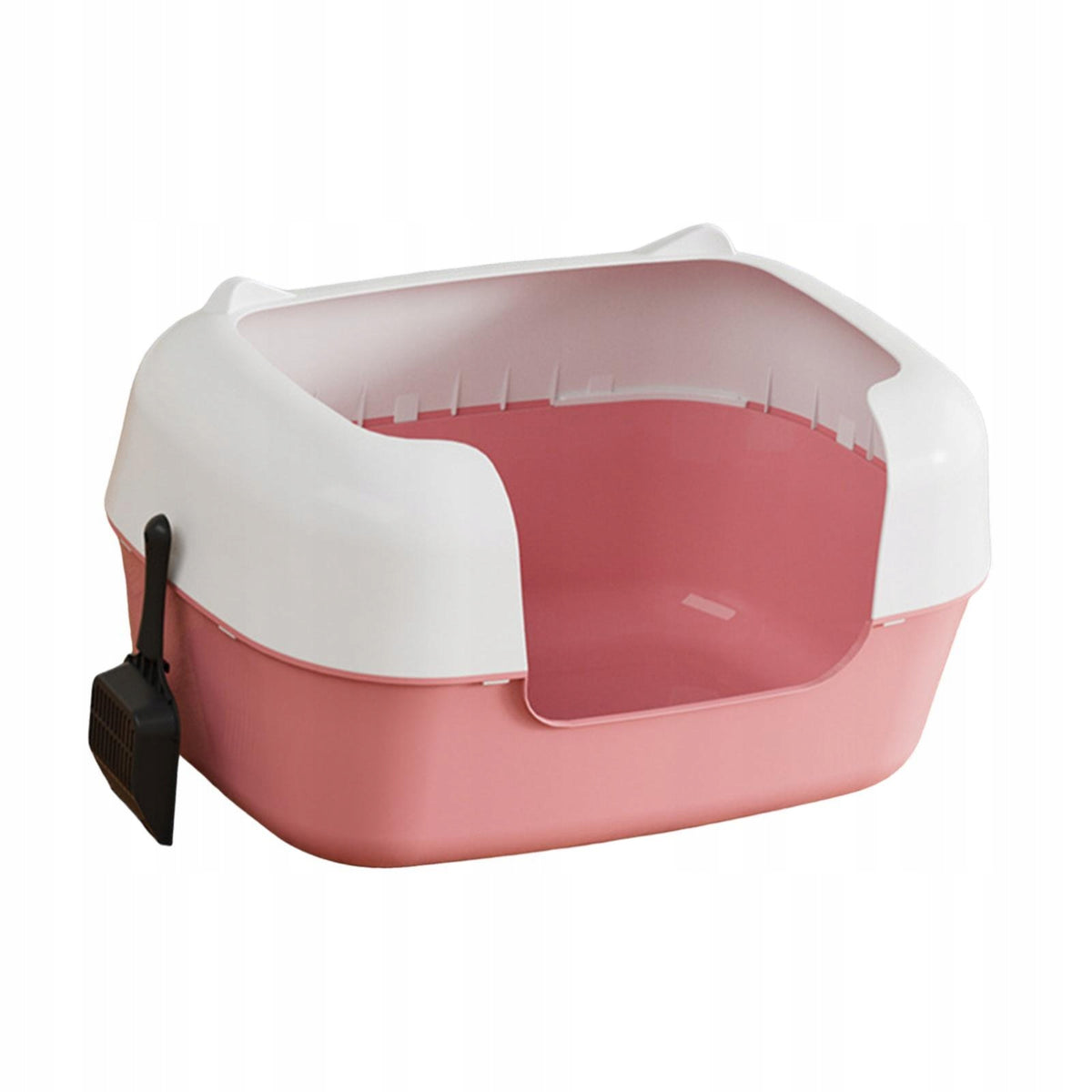 Open Top Pet Litter Box Cat Litter Container Bedpan Kitten Toilet Low Pink
