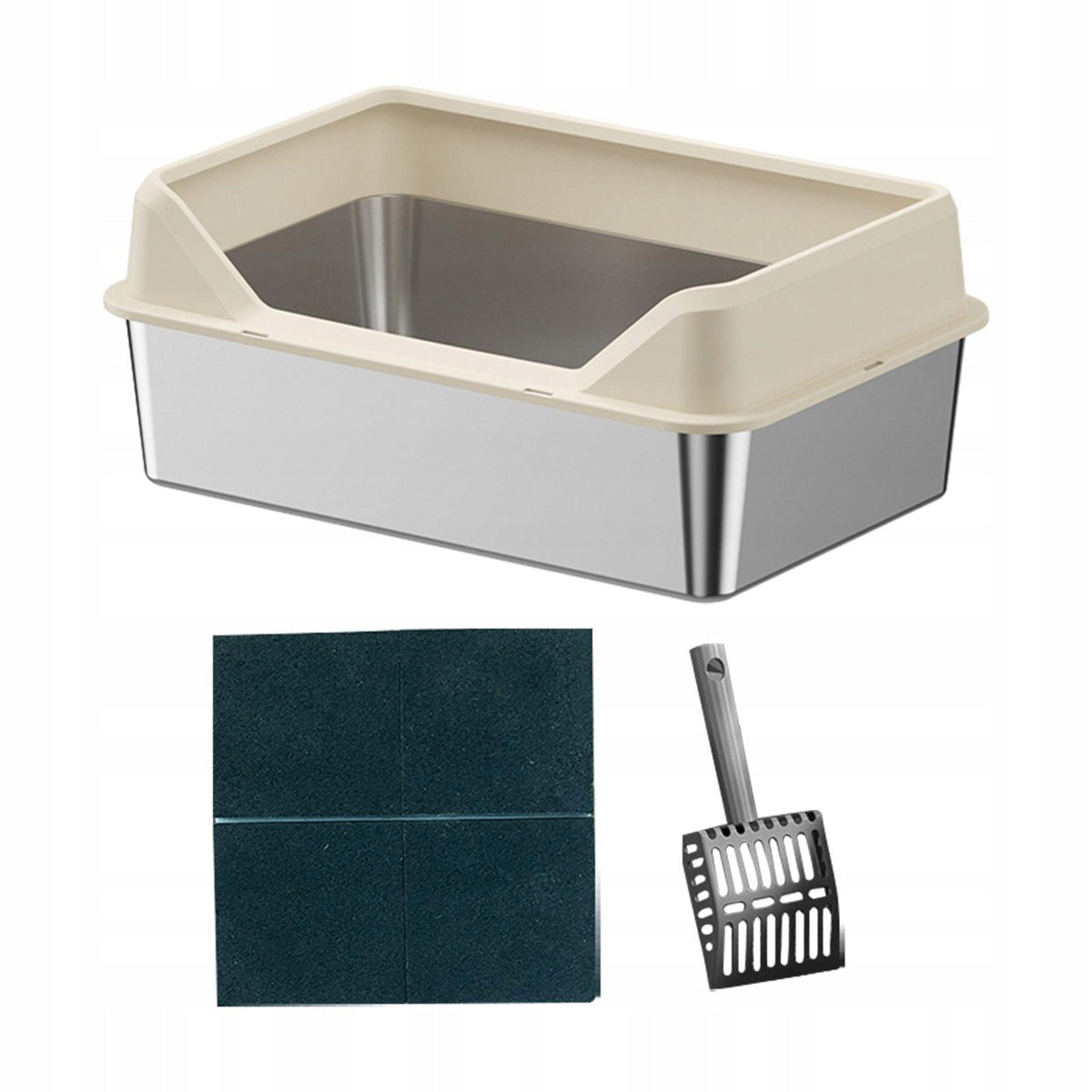 Open Top Pet Litter Box Cat Sand Box Anti Splashing Easy 50x35x15cm Beige Manufacturer code 03764070451