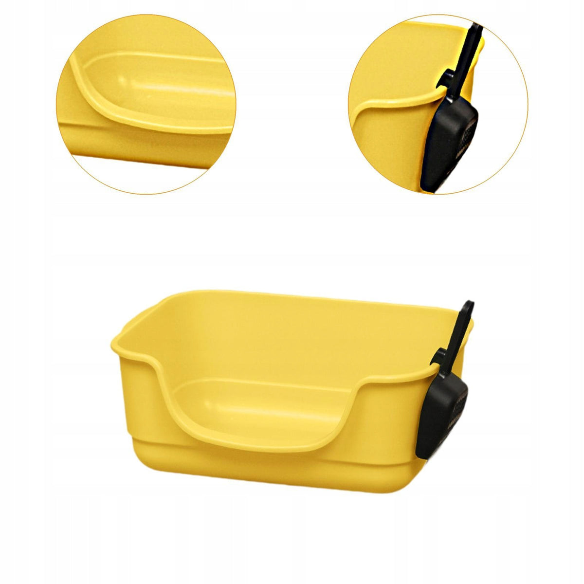 Open Top Pet Litter Box Kitty Litter Pan Extra Large Portable Multi Yellow Packaging status original