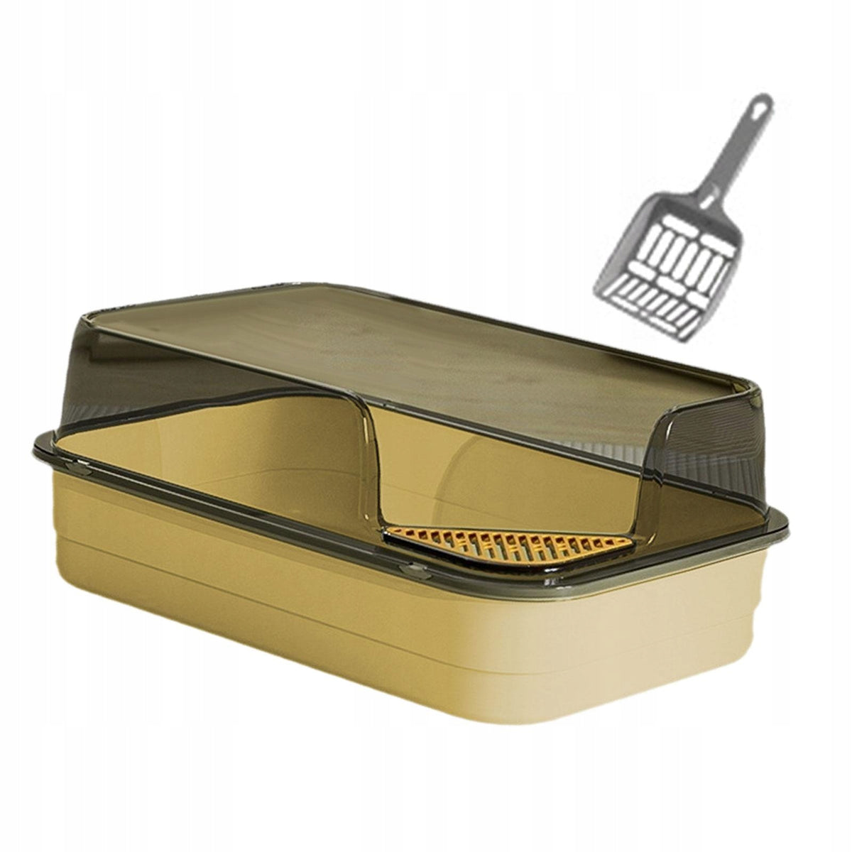 Open Top Pet Litter Box Kitty Litter Pan Heighten Portable Easy Yellow