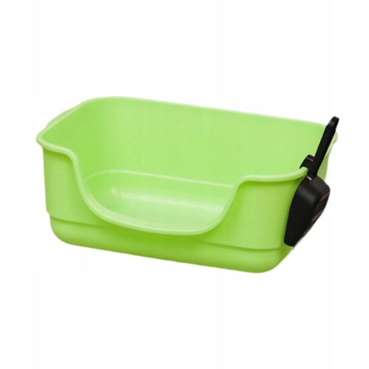 Open Top Pet Litter Box Large Space Easy Carry with Scoop U Shape Green