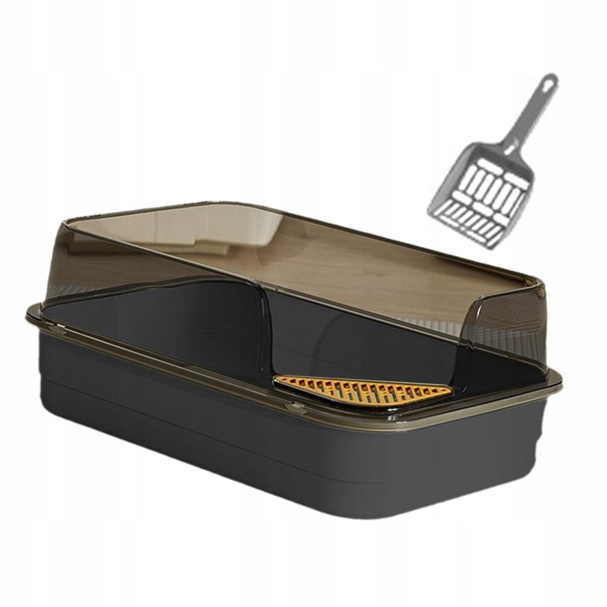 Open Top Pet Litter Box Portable Cat Toilet Splashproof Cat Litter Black