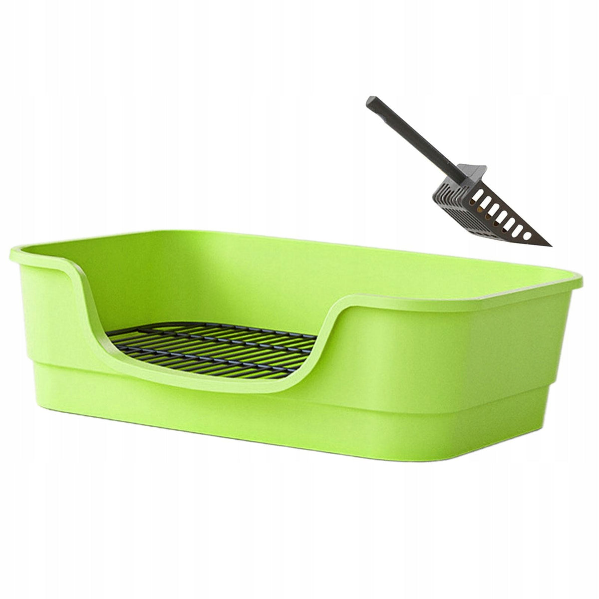 Open Top Pet Litter Box with Scoop Large Space Cat Litter Container U green