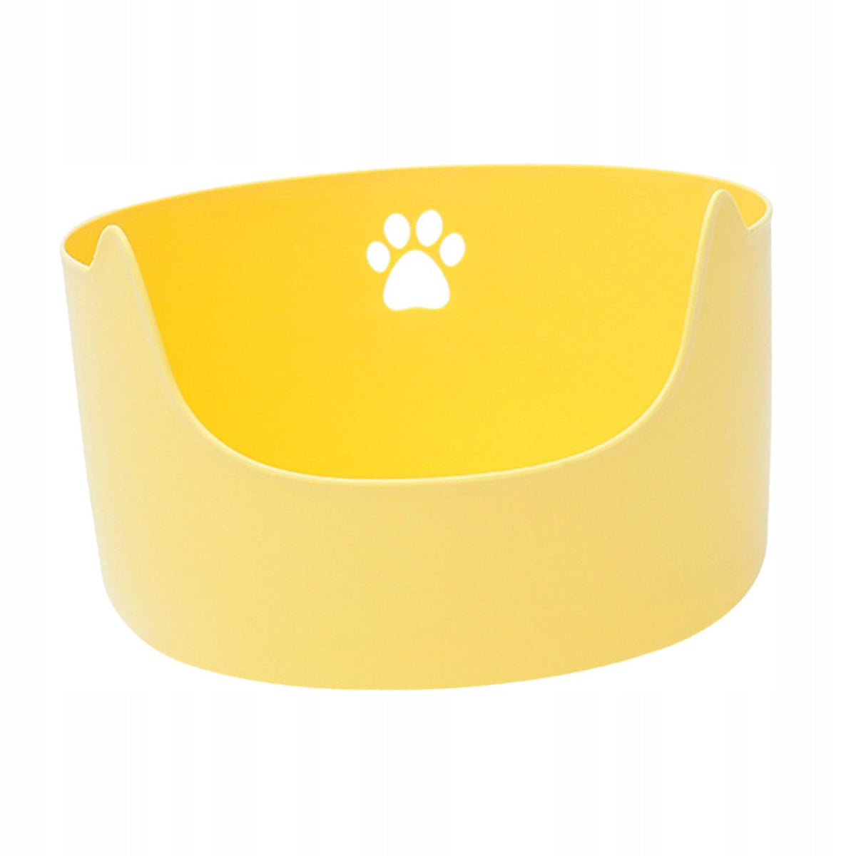 Open Top Pet Litter Tray Cat Litter Box Portable Kitten Potty L Yellow