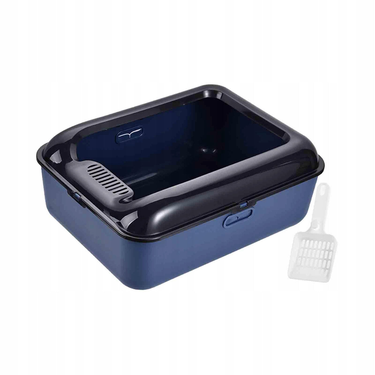 Open Top Pet Litter Tray Cat Sand Box Cat Bedpan Easy to Clean Blue Medium