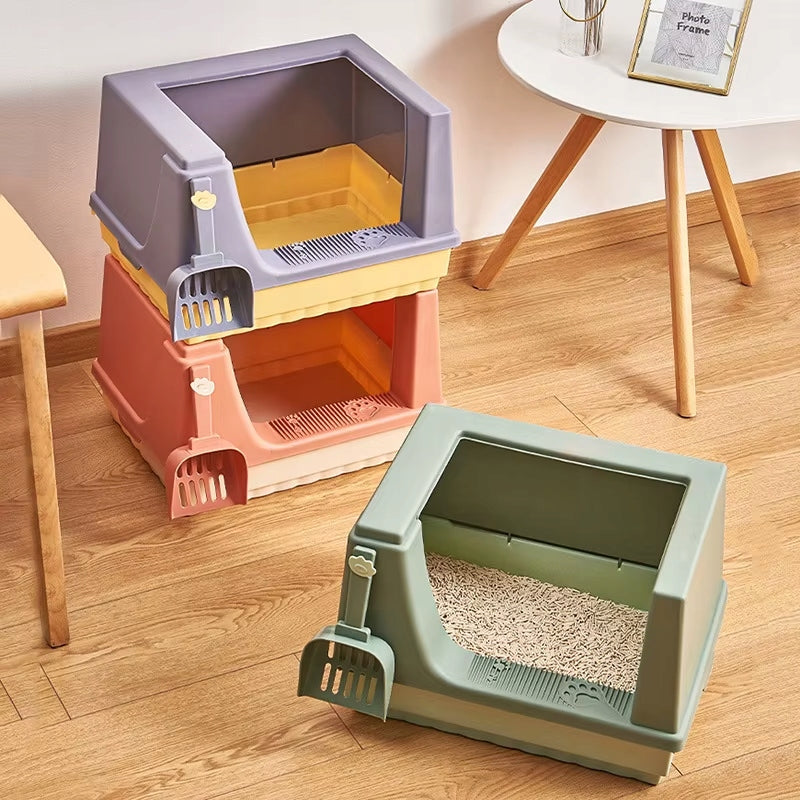 Open cat litter box with anti-sand filter,high cover, M, Green Packaging status original