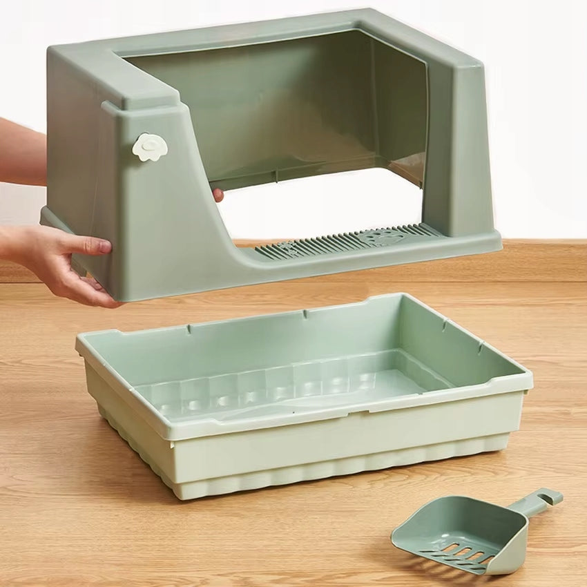 Open cat litter box with anti-sand filter, high cover, S Kind open litter box