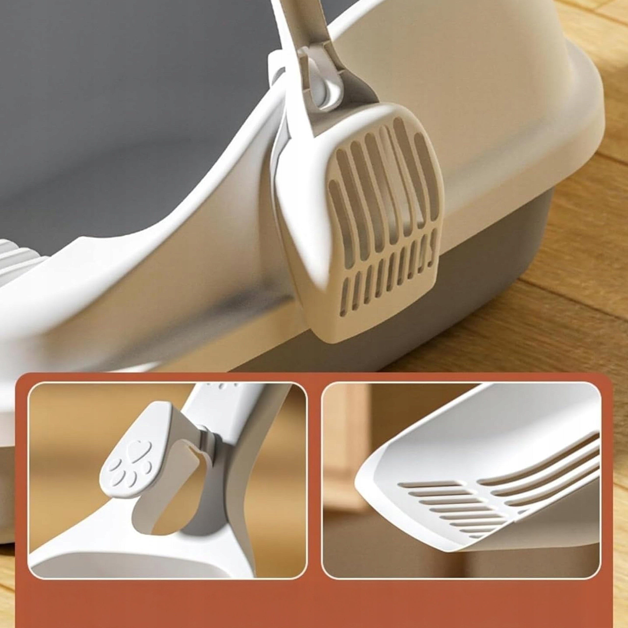 Open cat litter box with spatula 47x32x18 cm WERDANO PETS Color gray