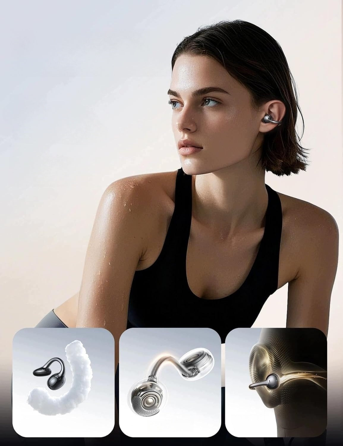 Open-ear Bluetooth Headphones Ultralight Clip 4,9g IPX4 Manufacturer code Słuchawki otwarte open-ear Bluetooth