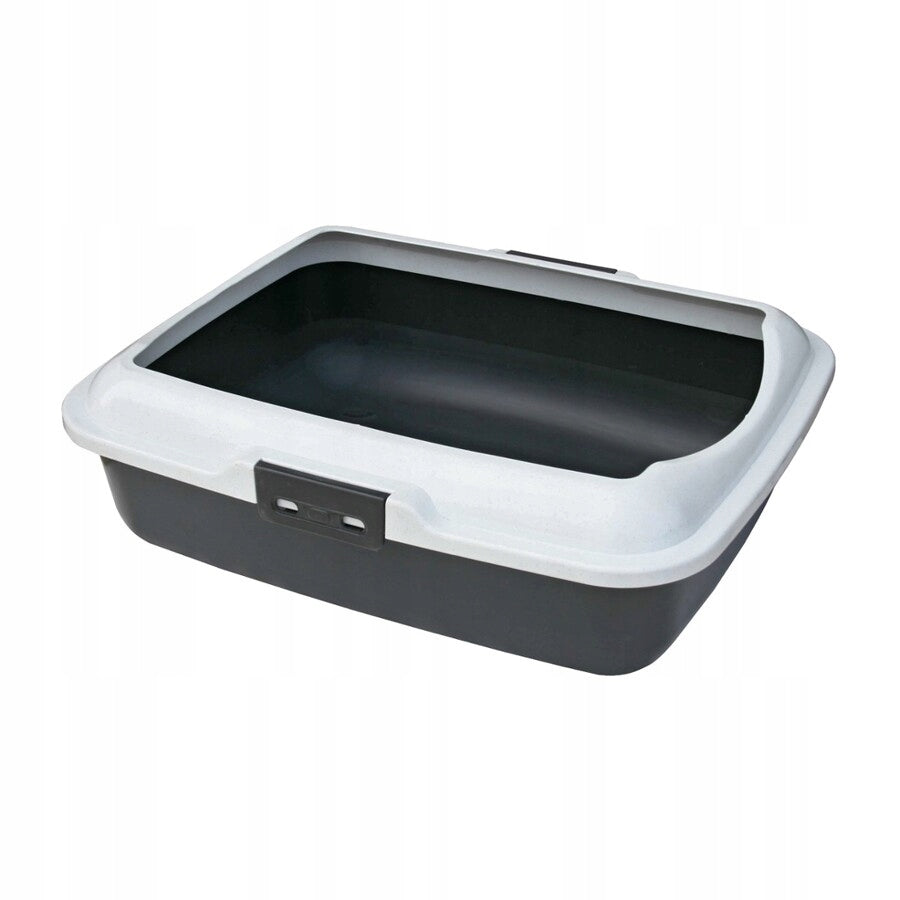 Open litter box with high frame for cat large Happet Kitty 50cm grey litter