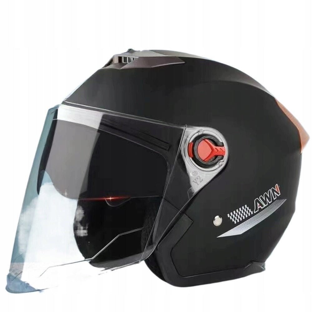 Open motorcycle helmet black with visor and vizor Packaging status original