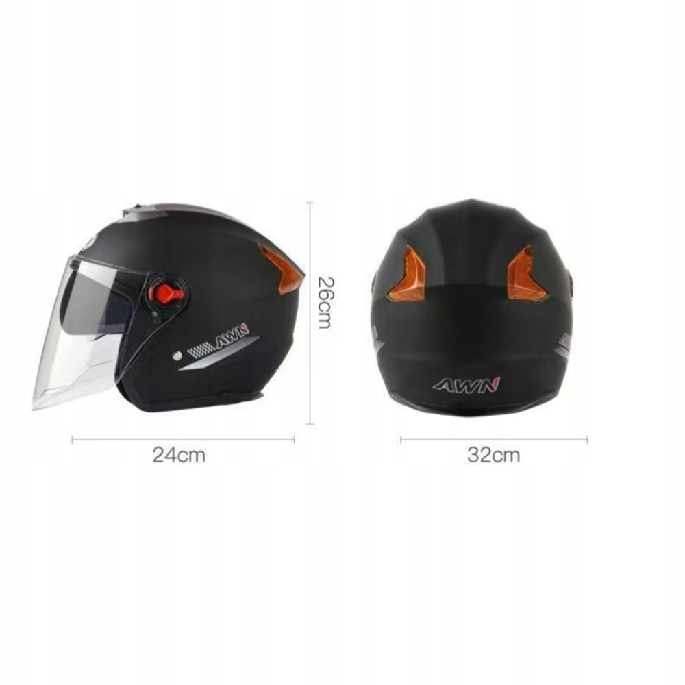 Open motorcycle helmet black with visor and vizor Size L