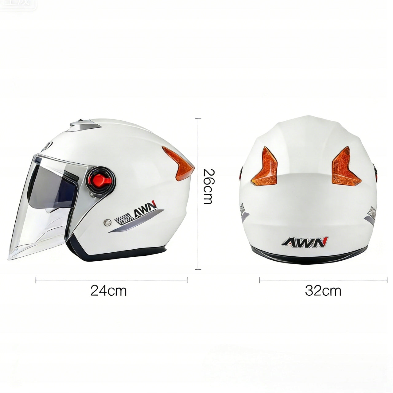 Open motorcycle helmet white with visor and vizor Packaging status original
