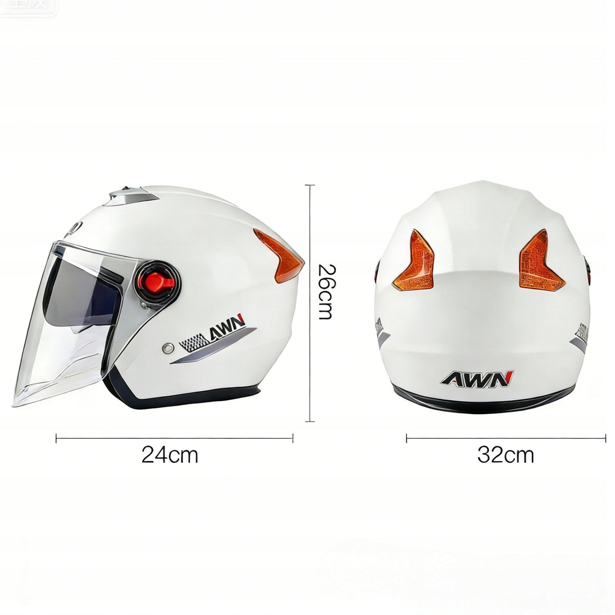 Open motorcycle helmet white with visor and vizor Packaging status original