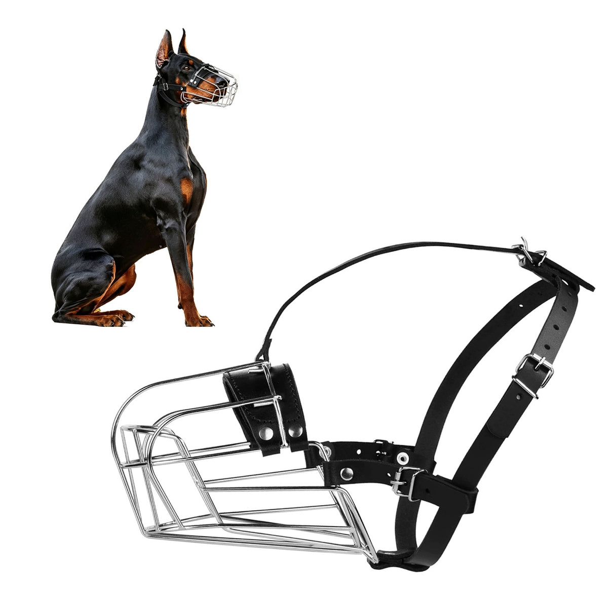 Openwork muzzle For Dog Large Breeds Metal Adjustable Durable 1pcs