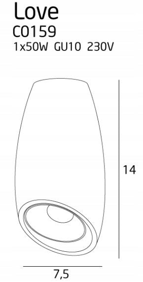 Šviestuvas Maxlight Love kolekcija juoda 14cm 1xGU10 C0159