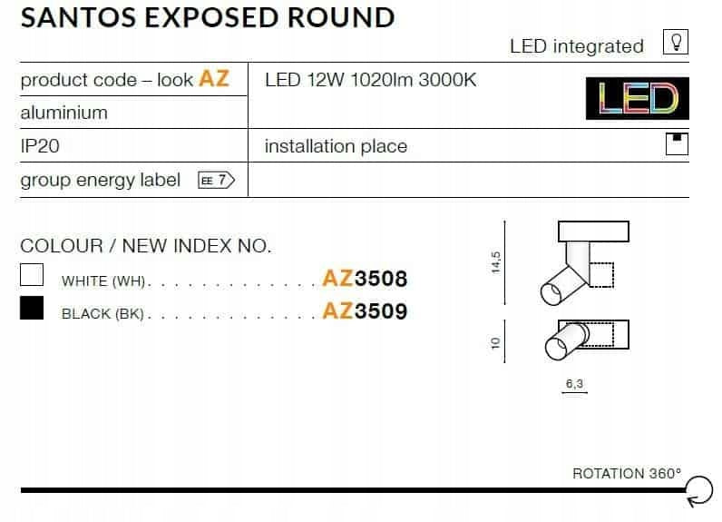 Azzardo lubinis šviestuvas Santos Exposed Round AZ3508