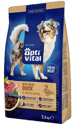 OptiVital complete duck dry food for adult dogs 2,4 kg