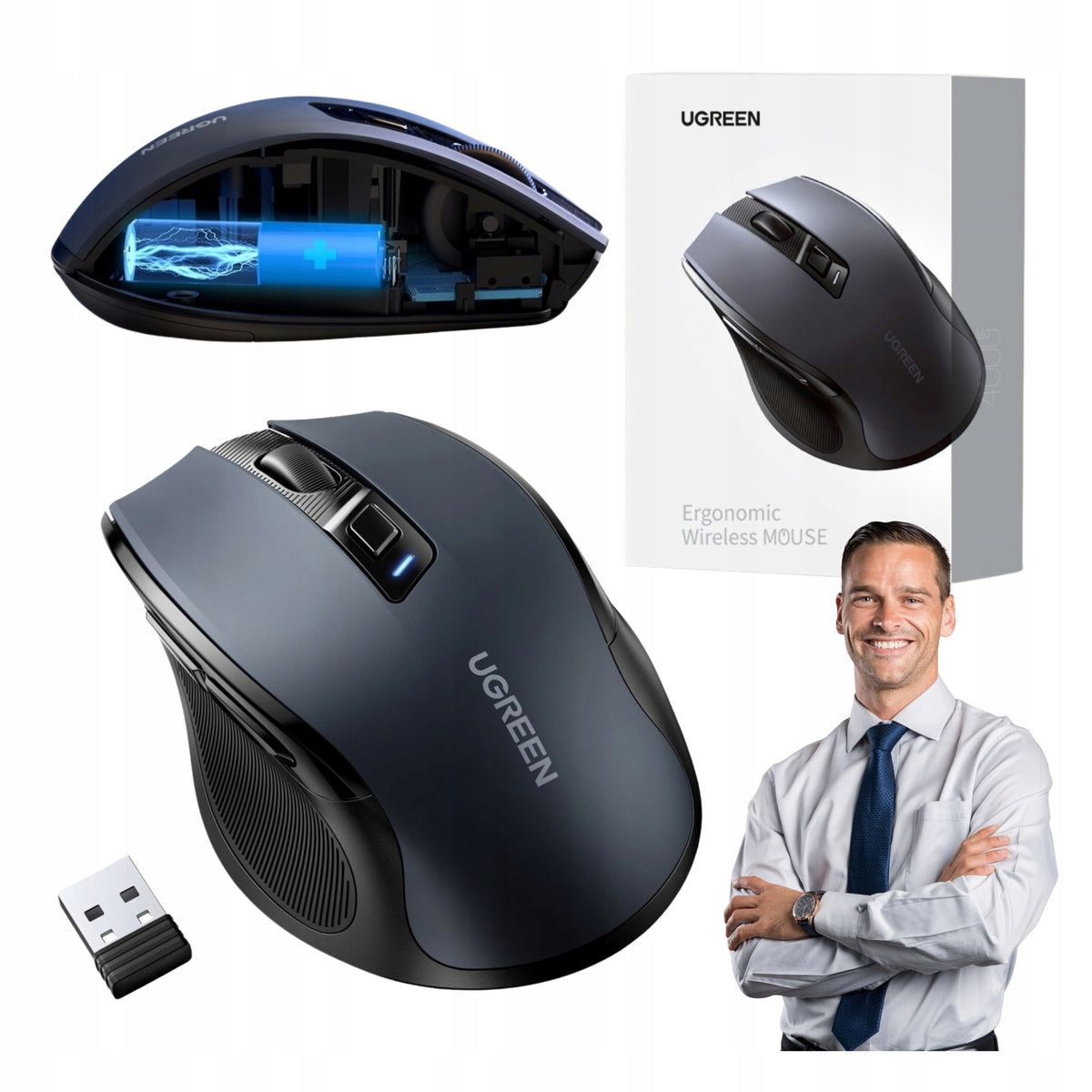 Optical mouse wireless mouse USB 2.4GHz / Bluetooth 5.0 4000 DPI