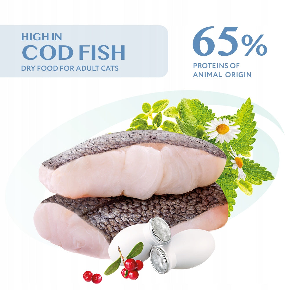 Optimeal Adult Cat Dry Food Cod Fish for Skin and Coat 4kg Packaging status original
