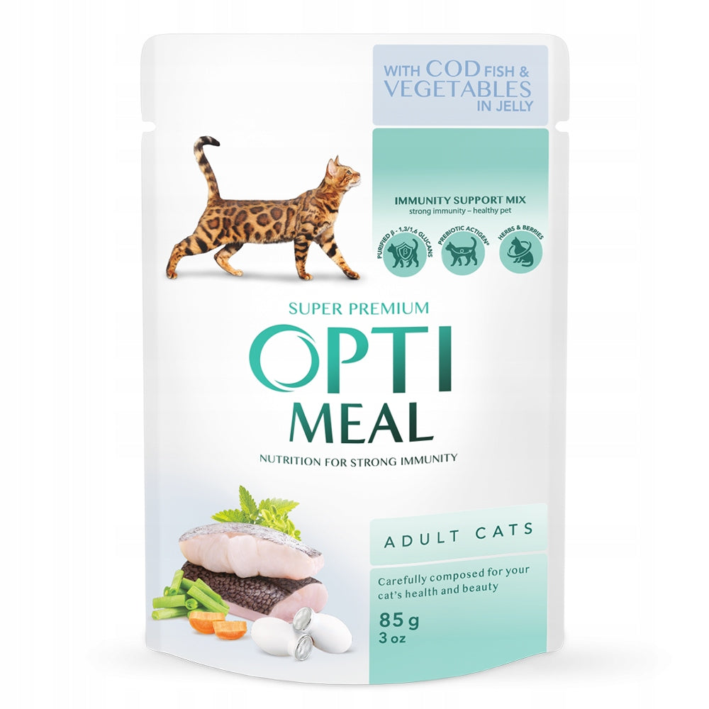 Optimeal Adult Cats Wet Food Cod Fish and Veggies in Jelly 12x85g Manufacturer code 4820215364584