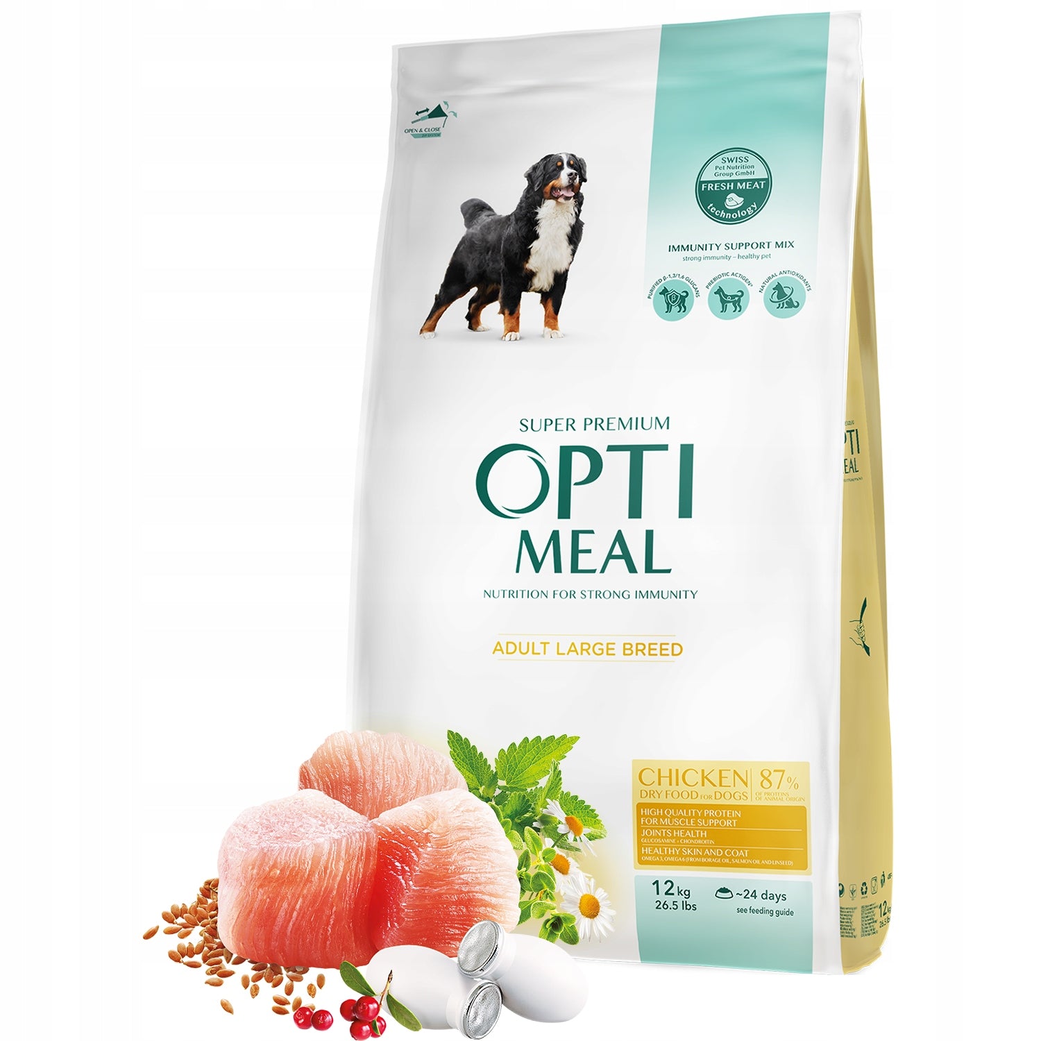 Optimeal Adult Dog Dry Food Chicken for Large Breed 12kg