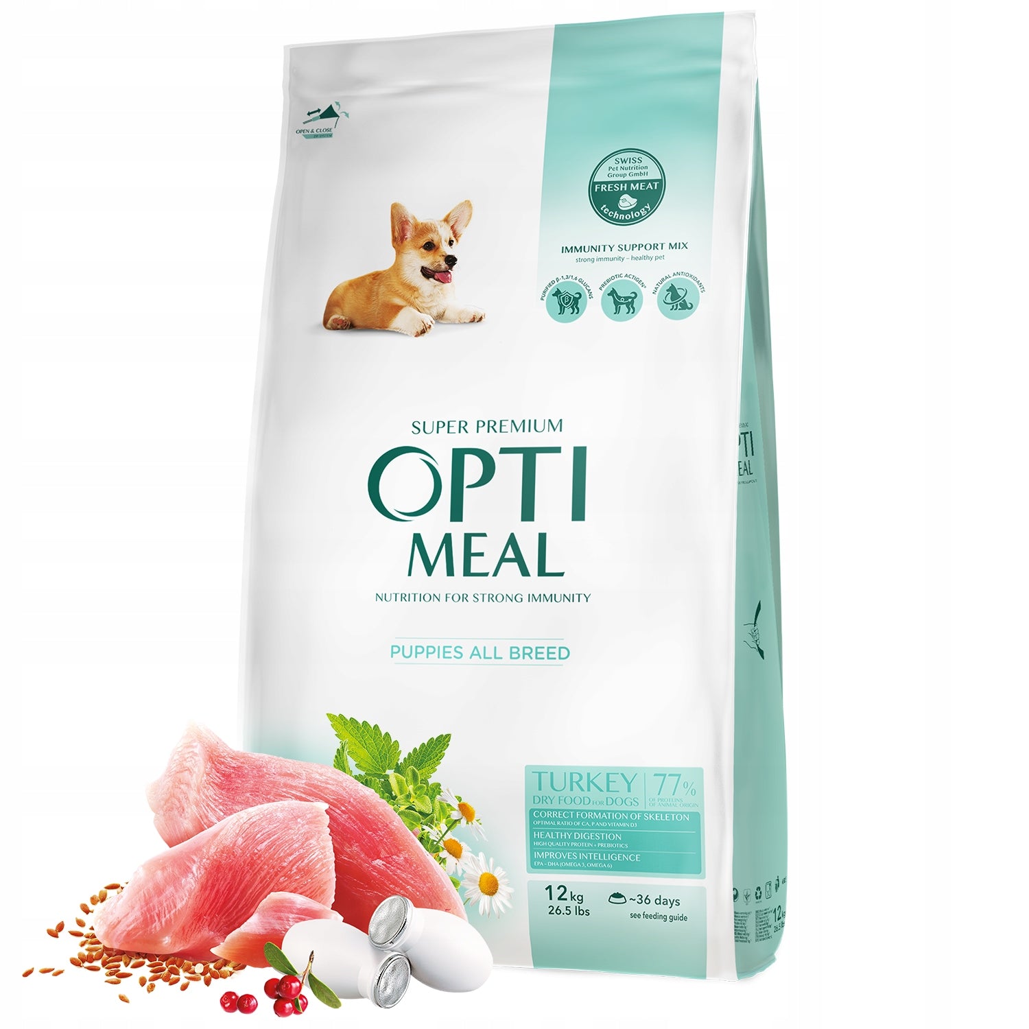 Optimeal Puppy Dry Dog Food Turkey All Breeds 12kg
