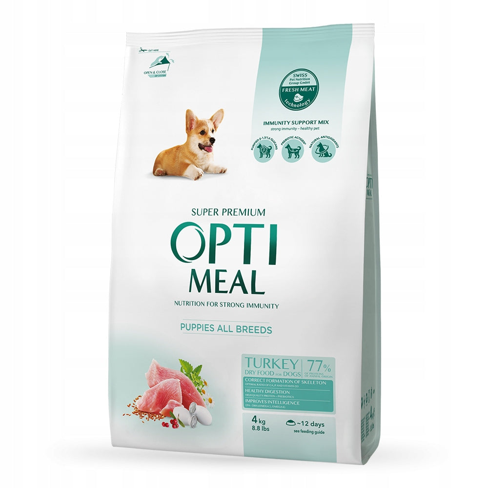 Optimeal Puppy Dry Dog Food Turkey for all breeds 4kg Packaging status original