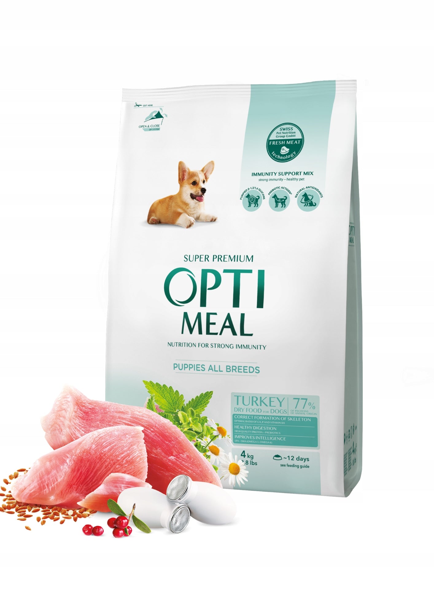Optimeal Puppy Dry Dog Food Turkey for all breeds 4kg