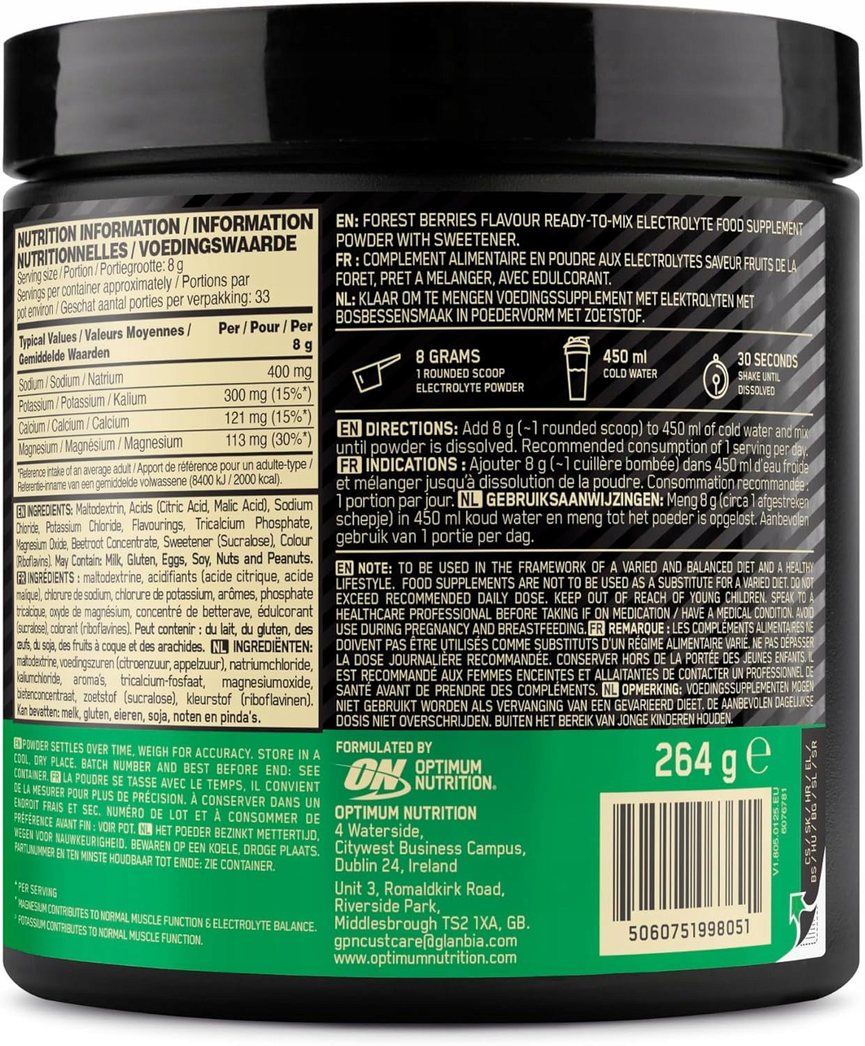 Optimum Nutrition Electrolytes Powder 264g - Forest Fruit - 33 servings Name other