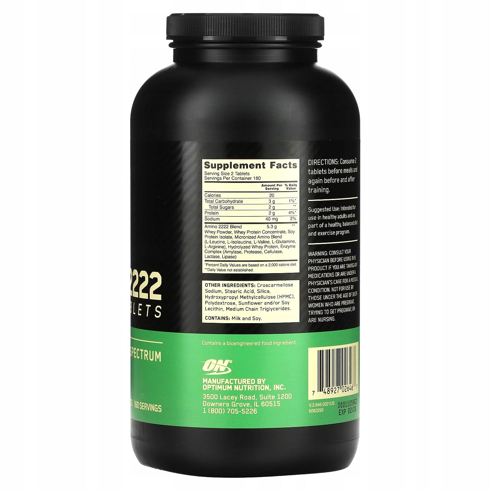 Optimum Nutrition, Superior Amino 2222, 320 tablets Expiration date at least 3 months from the date of purchase
