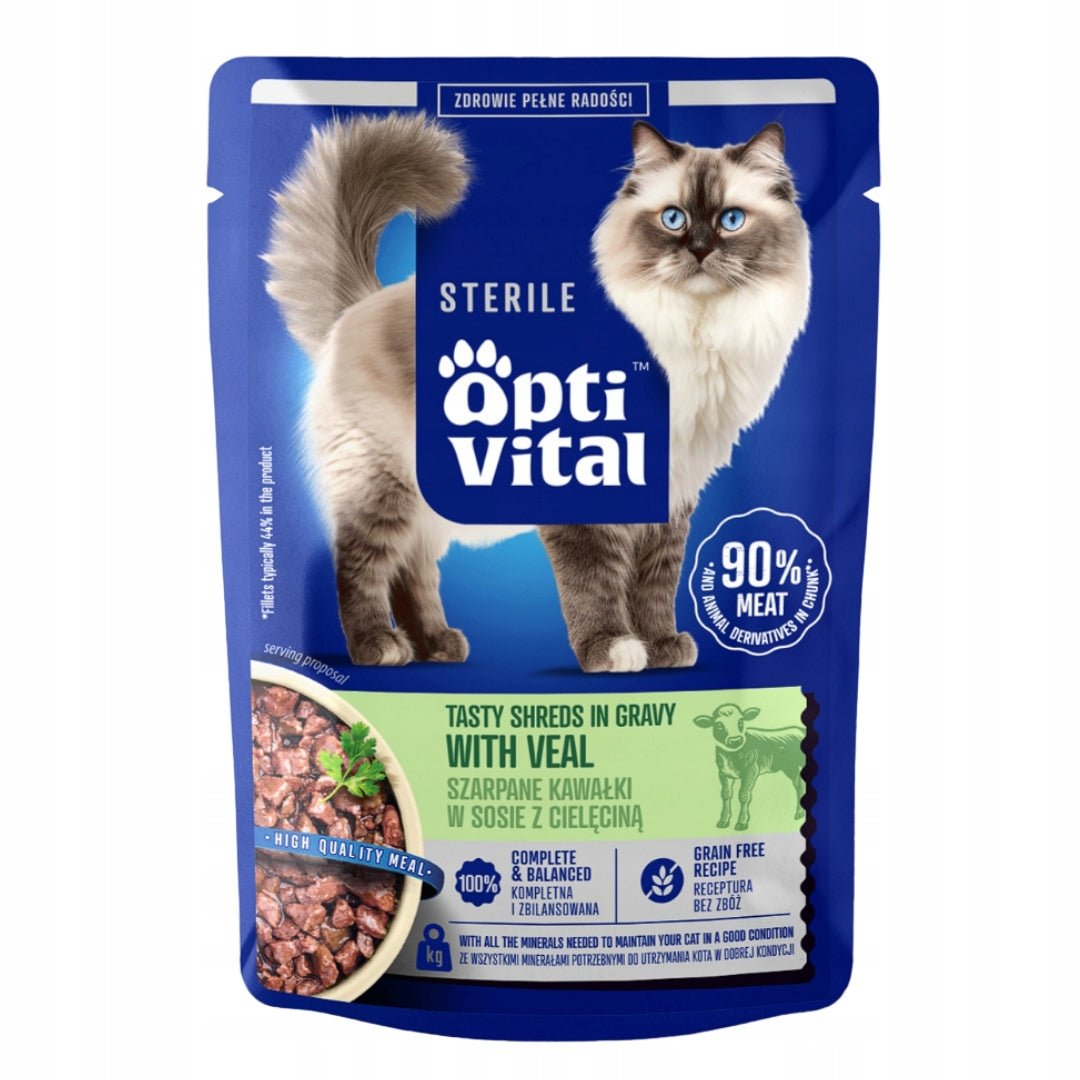 Optivital Wet Cat Food Sterile With Veal In Grain Free Sauce 85g