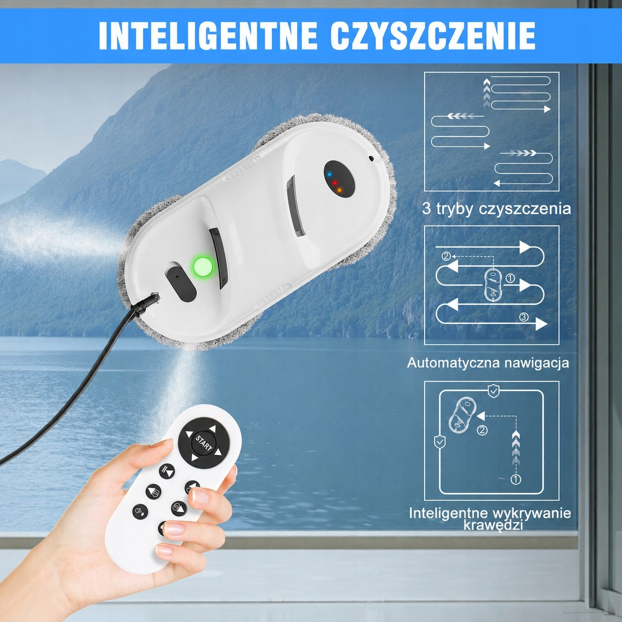Orabuth Robot Do Mycia Okien 5600 Pa z Podwójnym Natryskiem i Nawigacją AI Packaging status original
