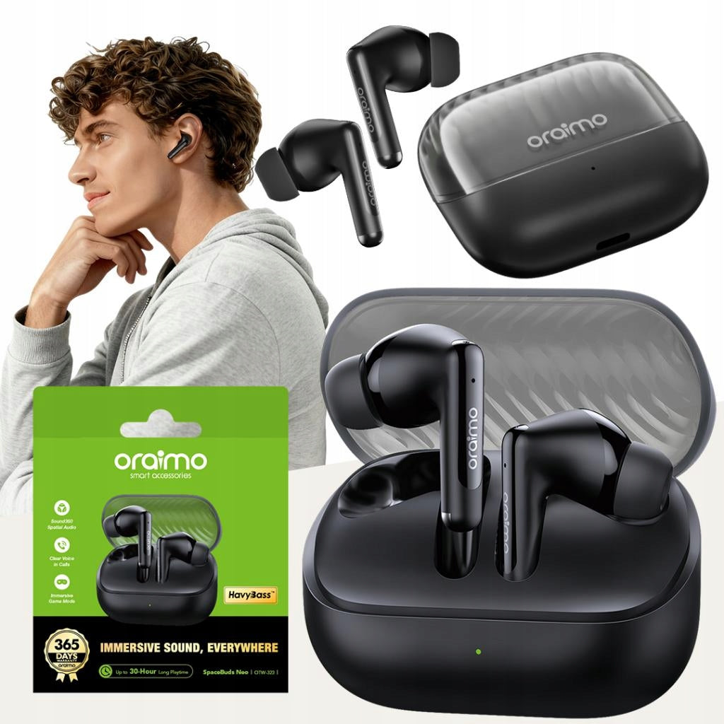Oraimo Bluetooth 5.4 Wireless In-Ear Headphones For Phone Black