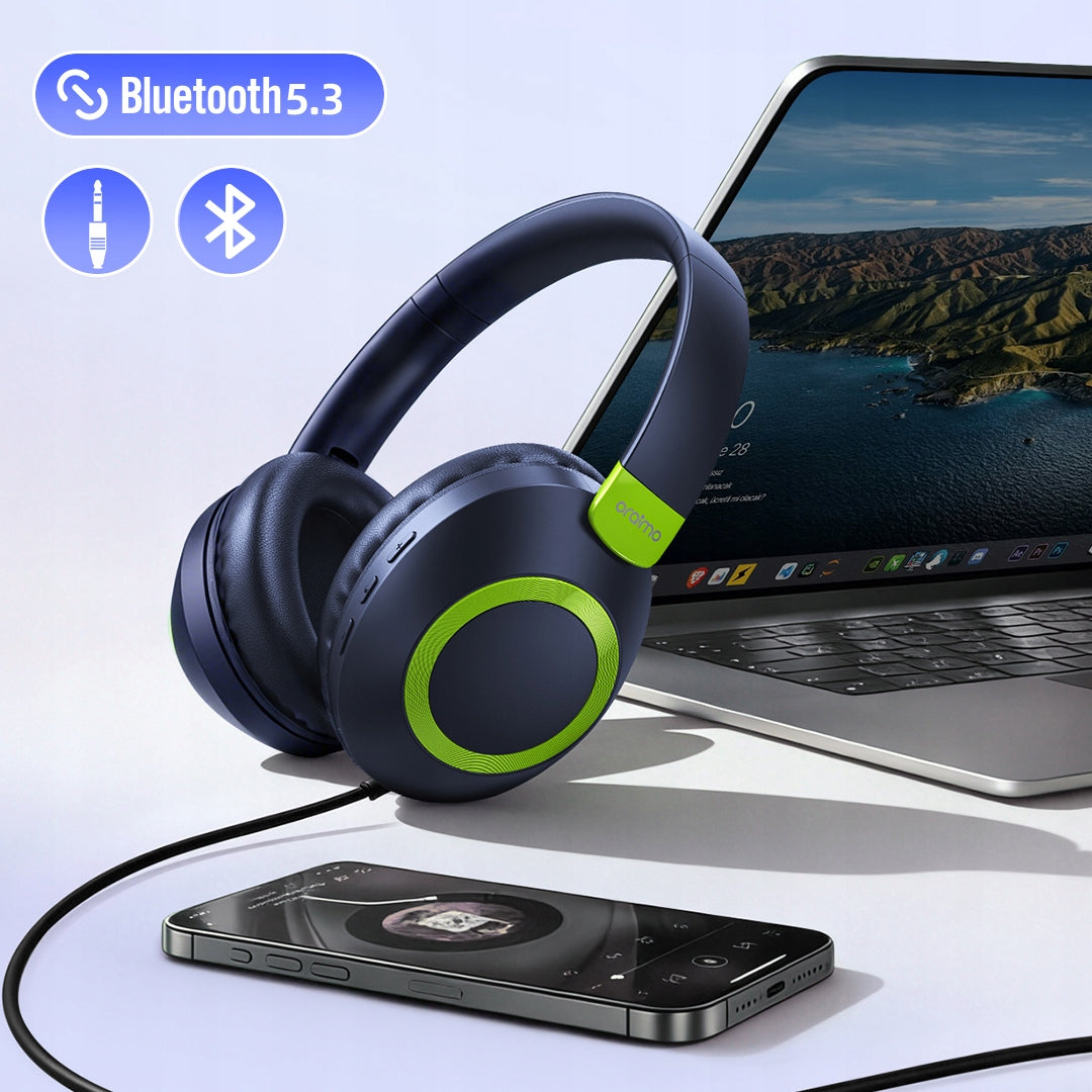 Oraimo Wireless On-Ear Bluetooth Headphones BoompPop 2S ENC Blue Packaging status original