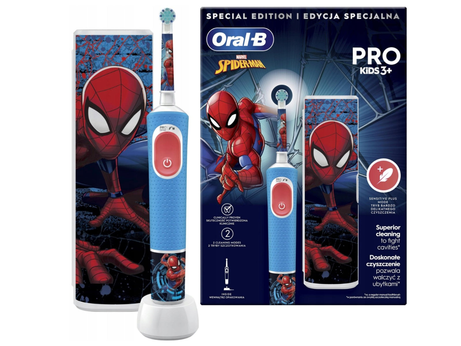 Oral-B Pro D103 Spiderman Travel Case for Kids Batteries included yes