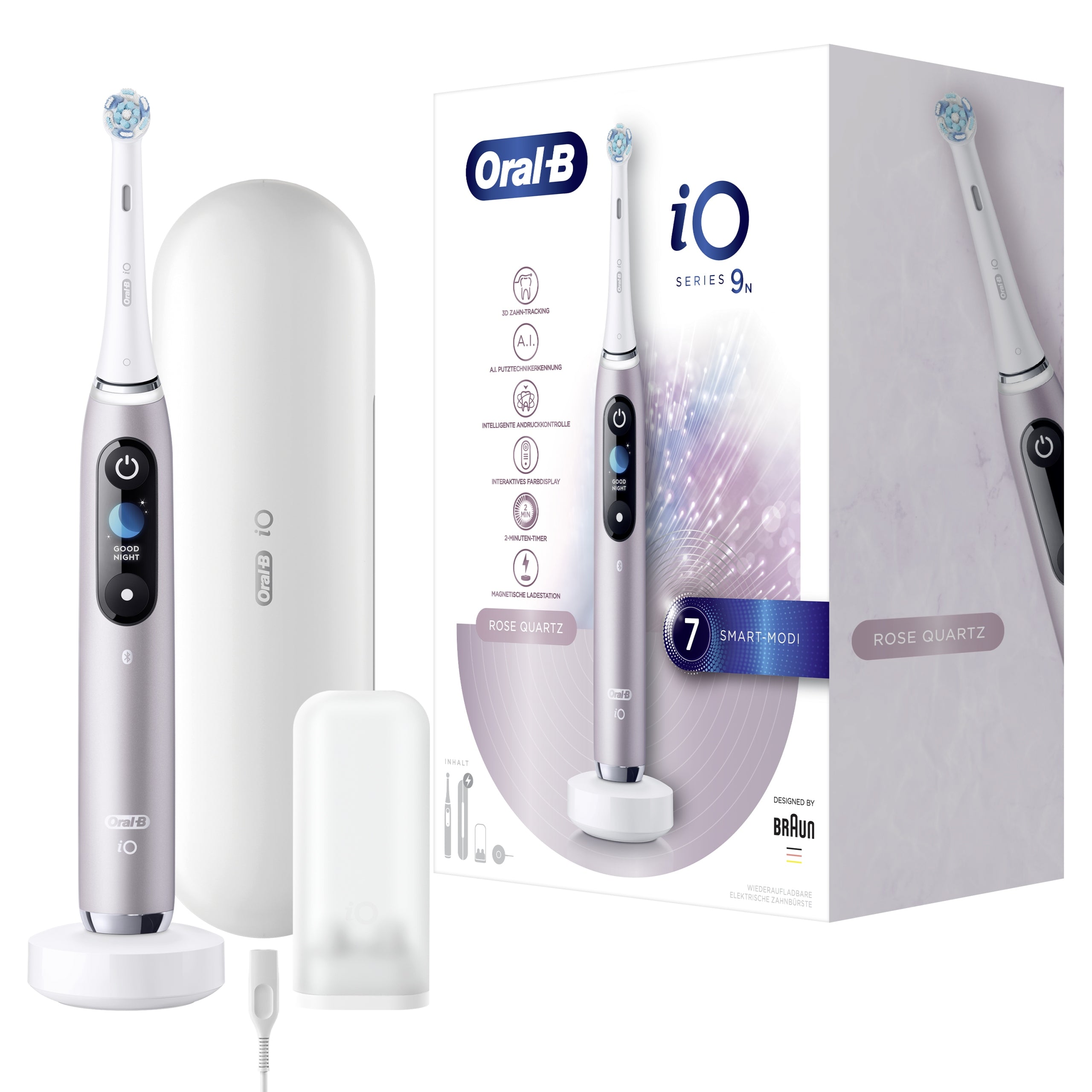 Oral-B iO 9 Series Rose Quartz Magnetic Toothbrush with Charging Case