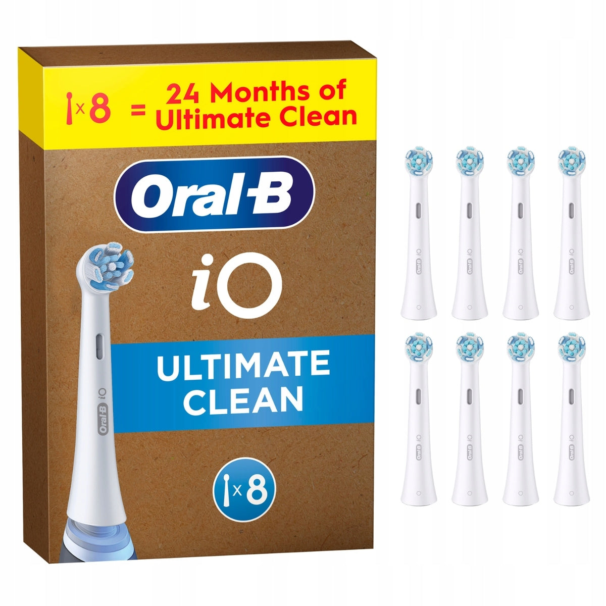 Oral-B iO Ultimate Clean White Brush Tips, 8 Pieces