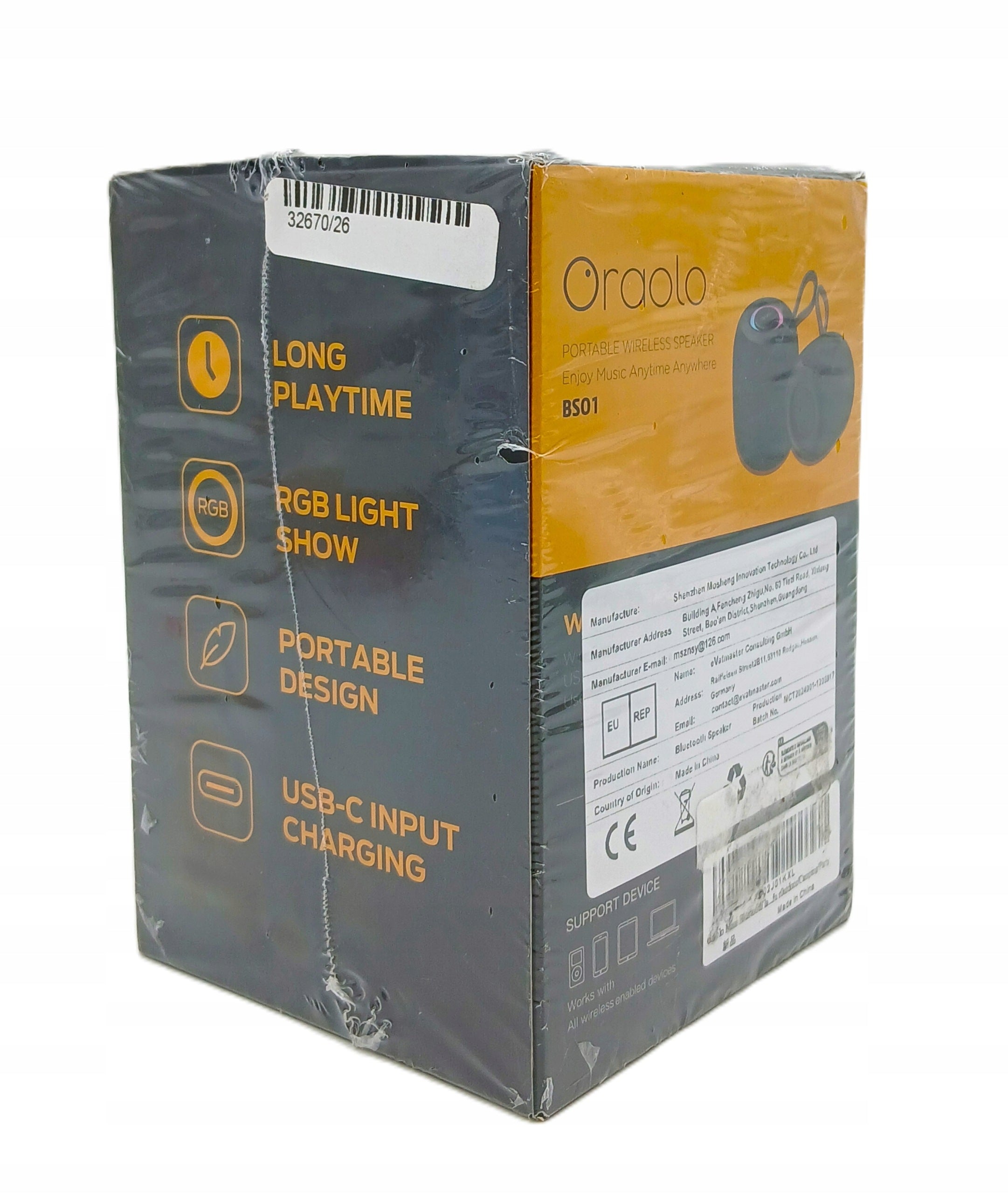 Oraolo BS01 Portable Speaker Manufacturer code 5857148287