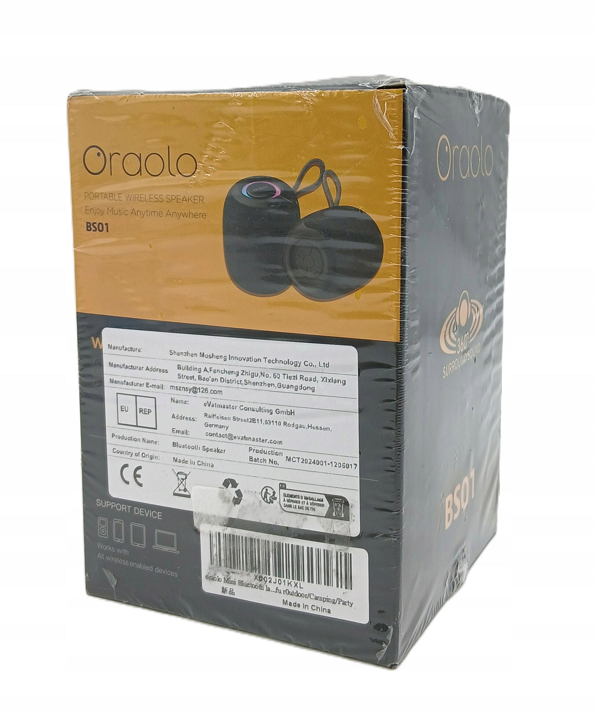 Oraolo BS01 Portable Speaker Packaging status original