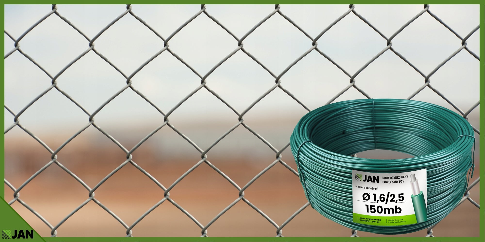 Orchard Coated Wire OC PVC green VINEYARD fi 1,6/2,5mm 150mb Packaging status original