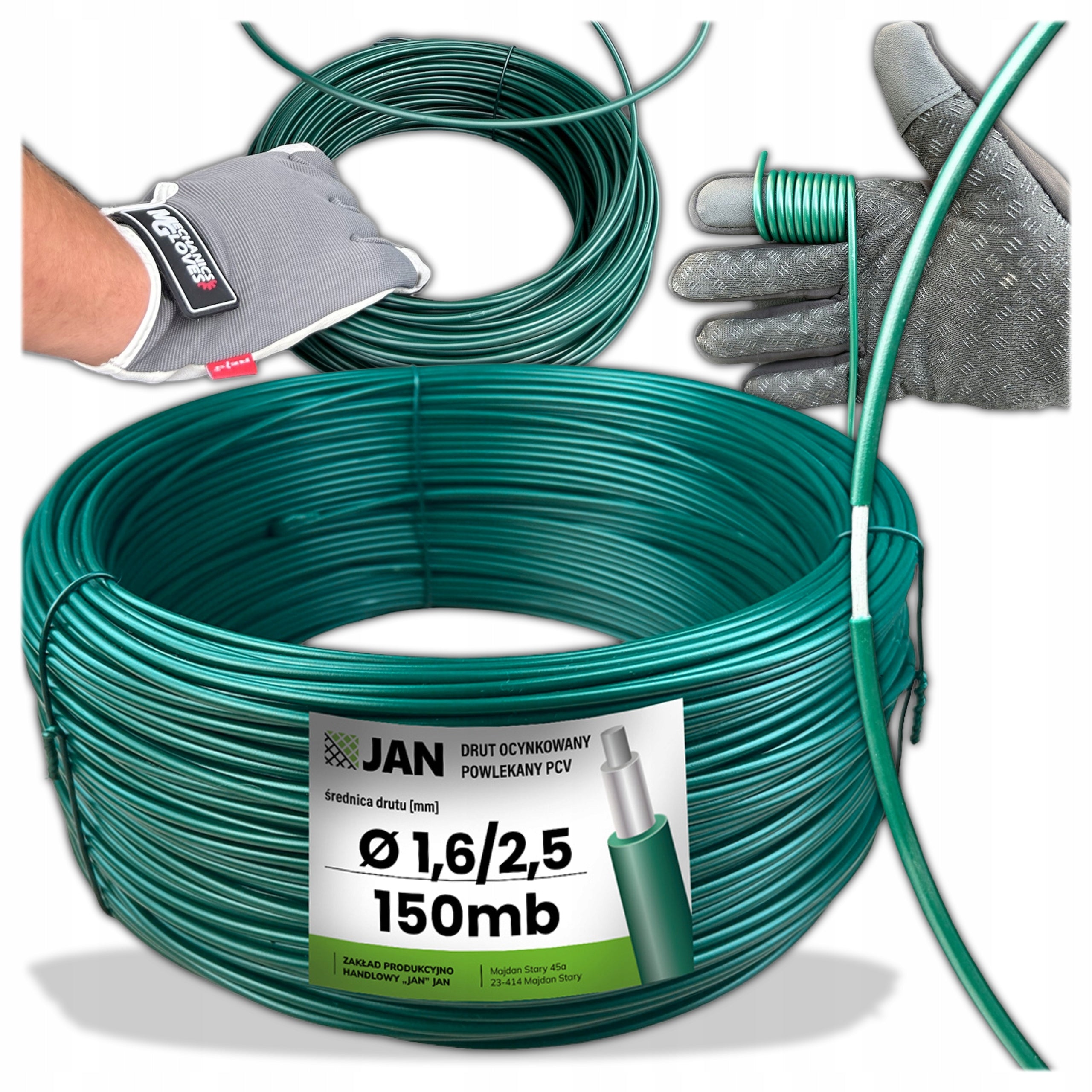 Orchard Coated Wire OC PVC green VINEYARD fi 1,6/2,5mm 150mb