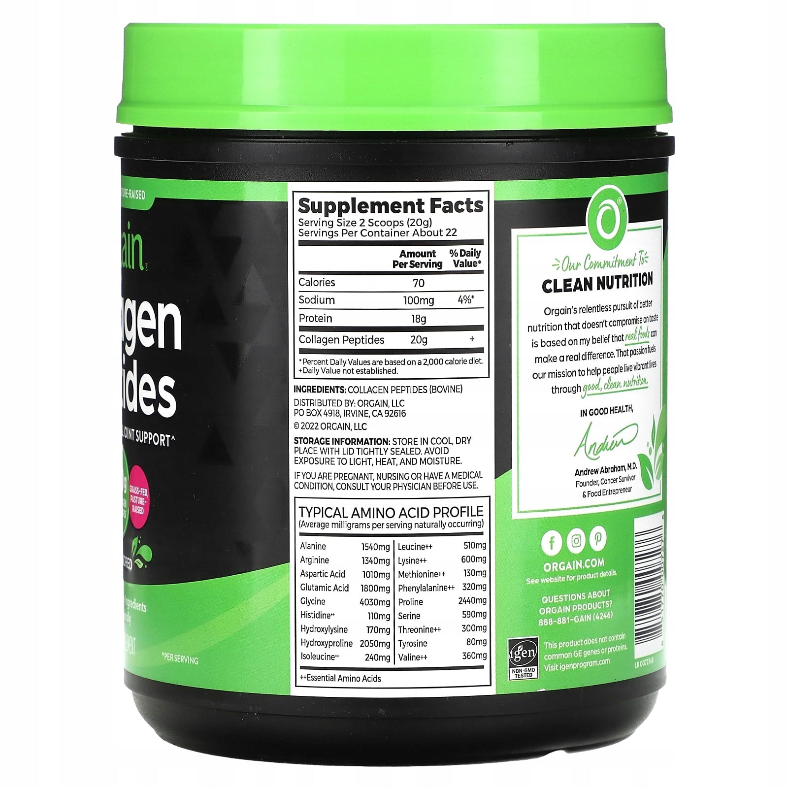 Orgain, Collagen Peptides, Non-Aromatized, 454 g Brand Orgain